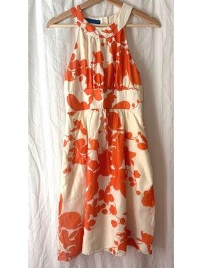 Martin + Osa Women's Cotton Halter Dress with Orange Floral Print